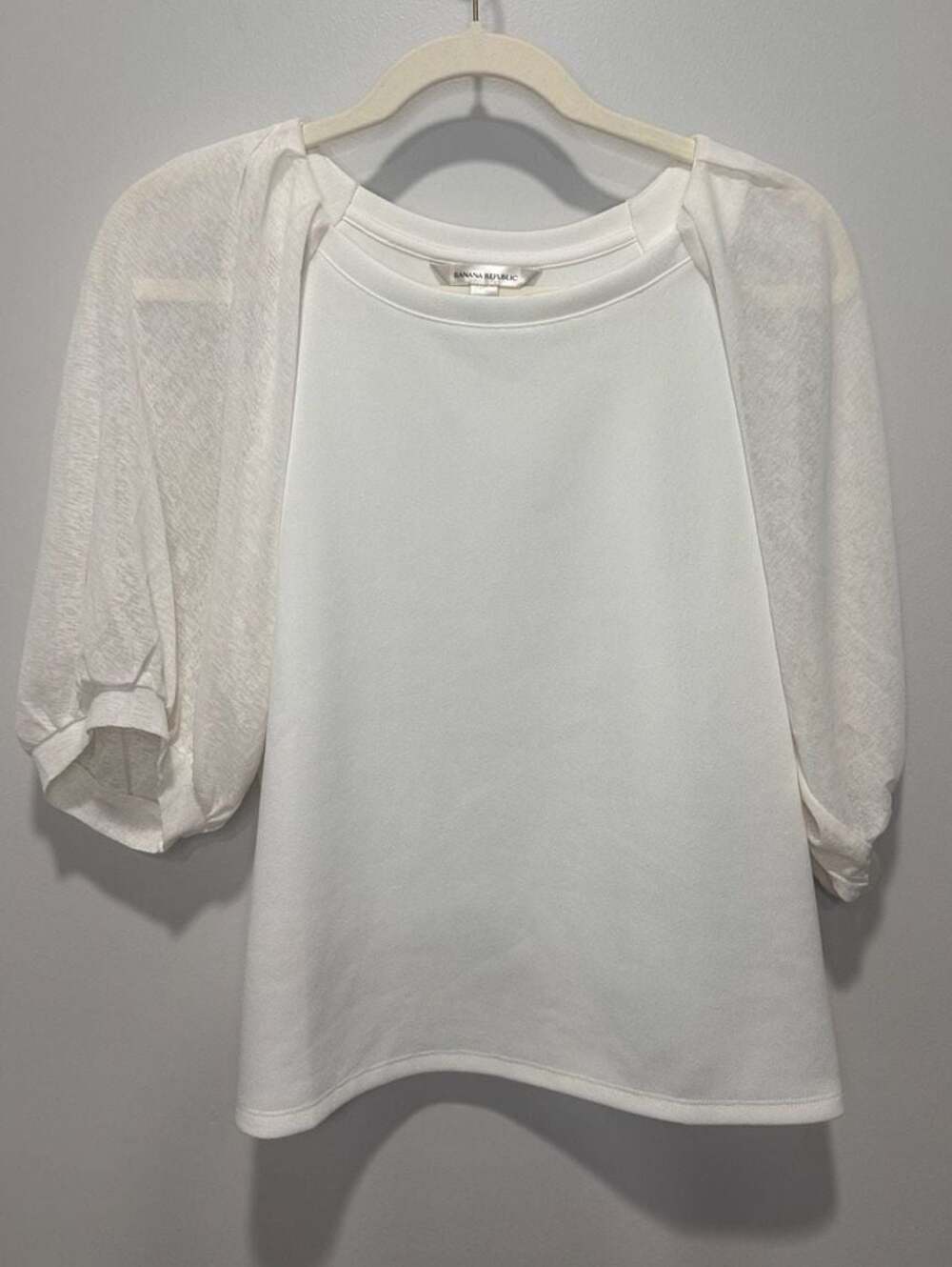 Banana Republic White Balloon Sleeve Blouse, Sz S